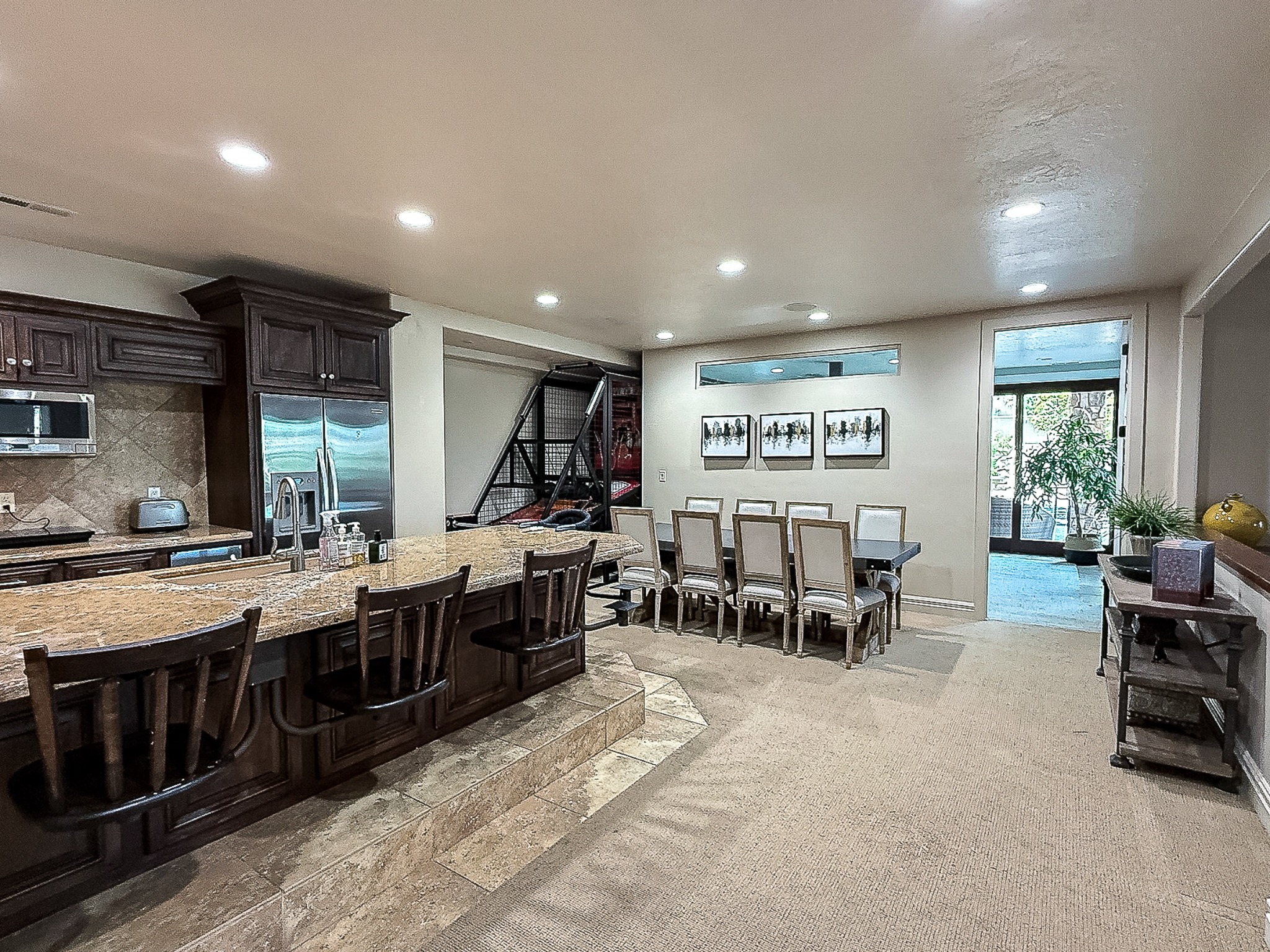 Lower-level kitchen and dining area